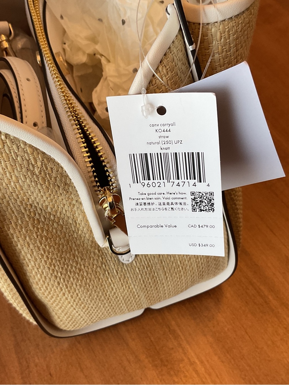 Kate Spade Straw Knott Satchel with matching wallet NWT - Picture 9 of 12